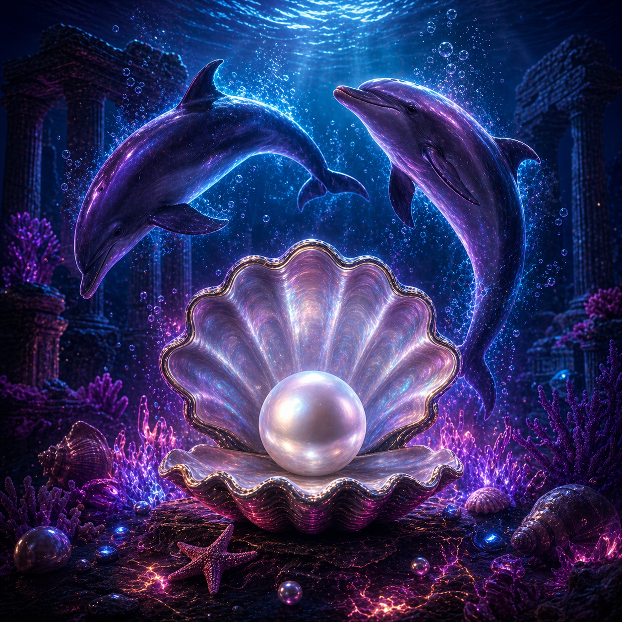 Dolphin's Pearl themed artwork