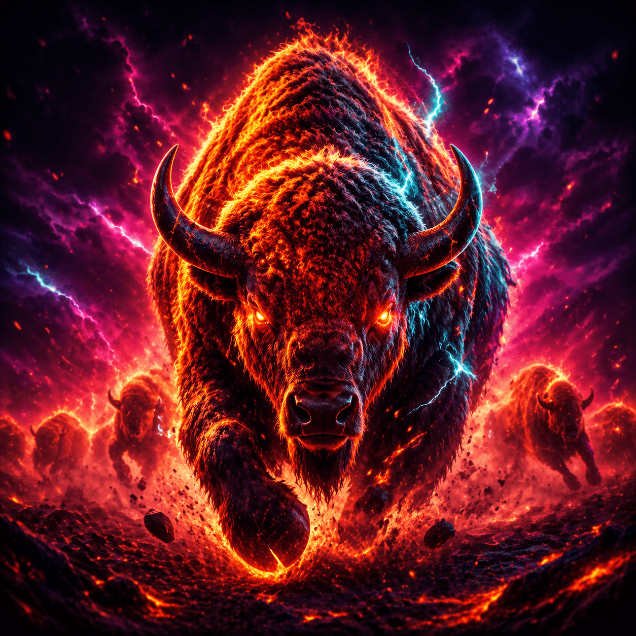Fire Stampede themed artwork