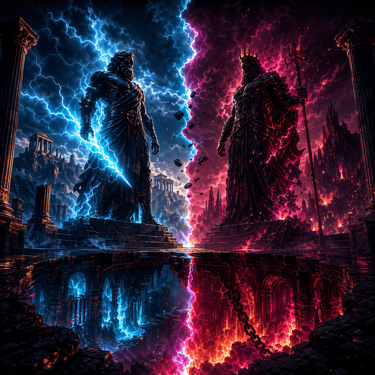 Zeus vs Hades themed artwork